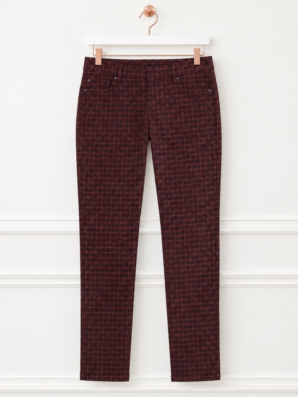 Liverpool $89 2/26 Port Wine Quinn Plaid Pull On Leggings Jeggings Skinny Pants